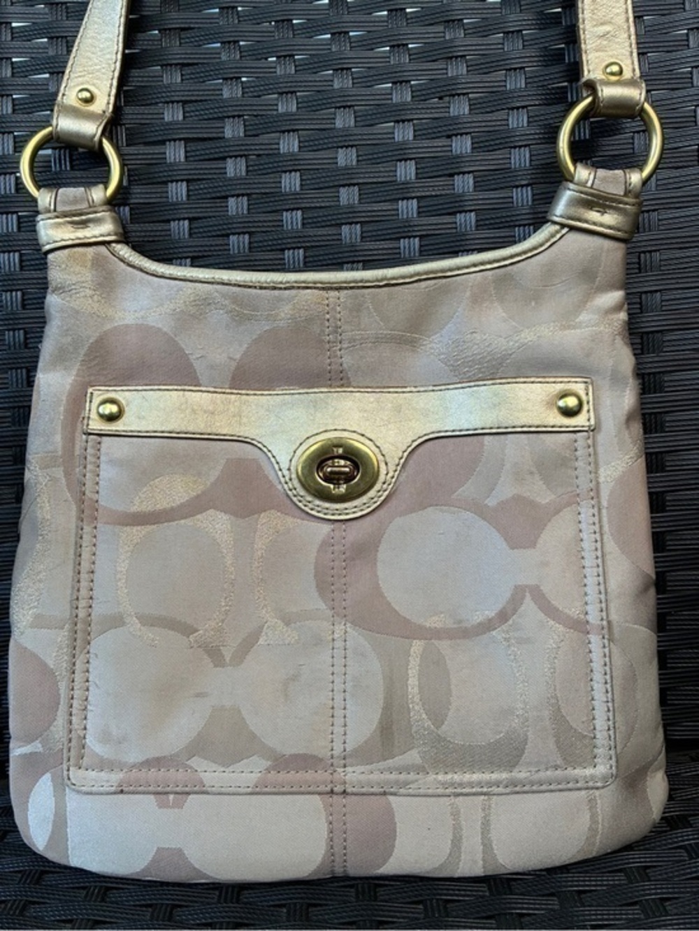 Coach Crossbody Bag in Neutral Beige with Gold-Tone Hardware